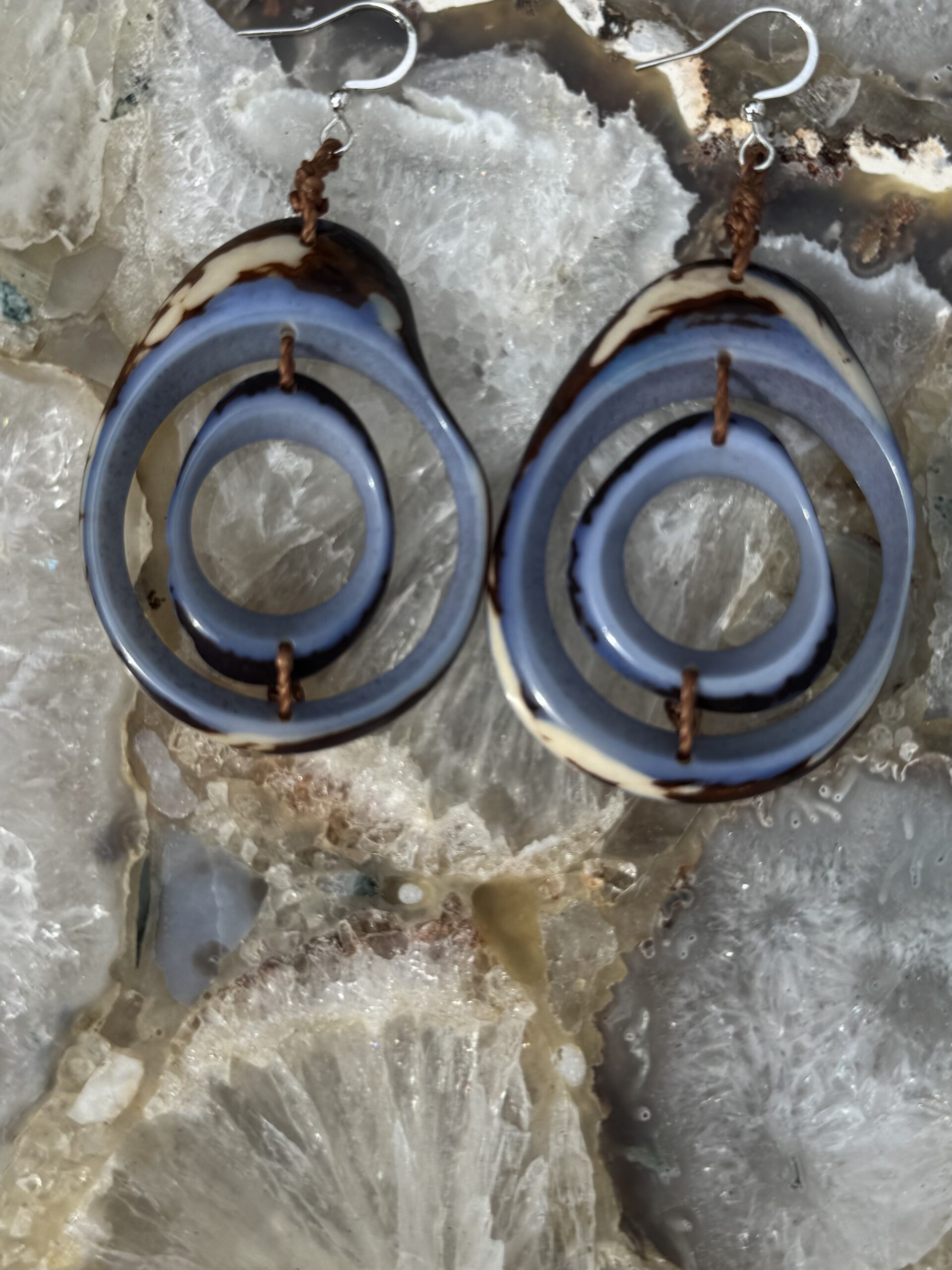 Taguna Nut Statement Earrings/Blue Orbit