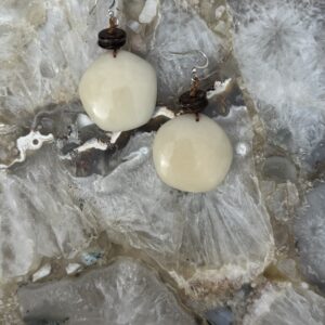 Taguna Nut Statement Earrings/Marshmellow