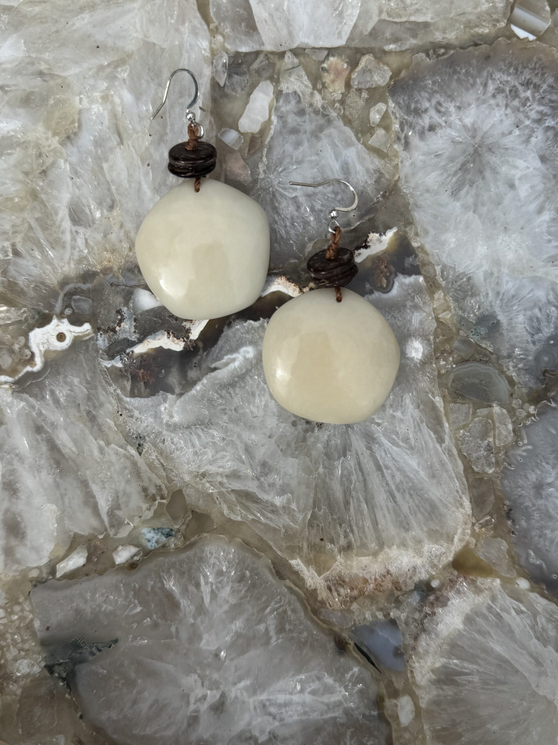 Taguna Nut Statement Earrings/Marshmellow