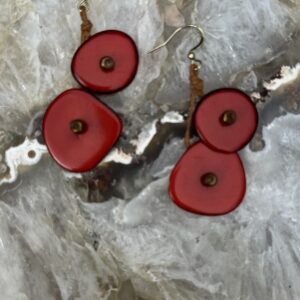 Taguna Nut Earrings/Red Twins
