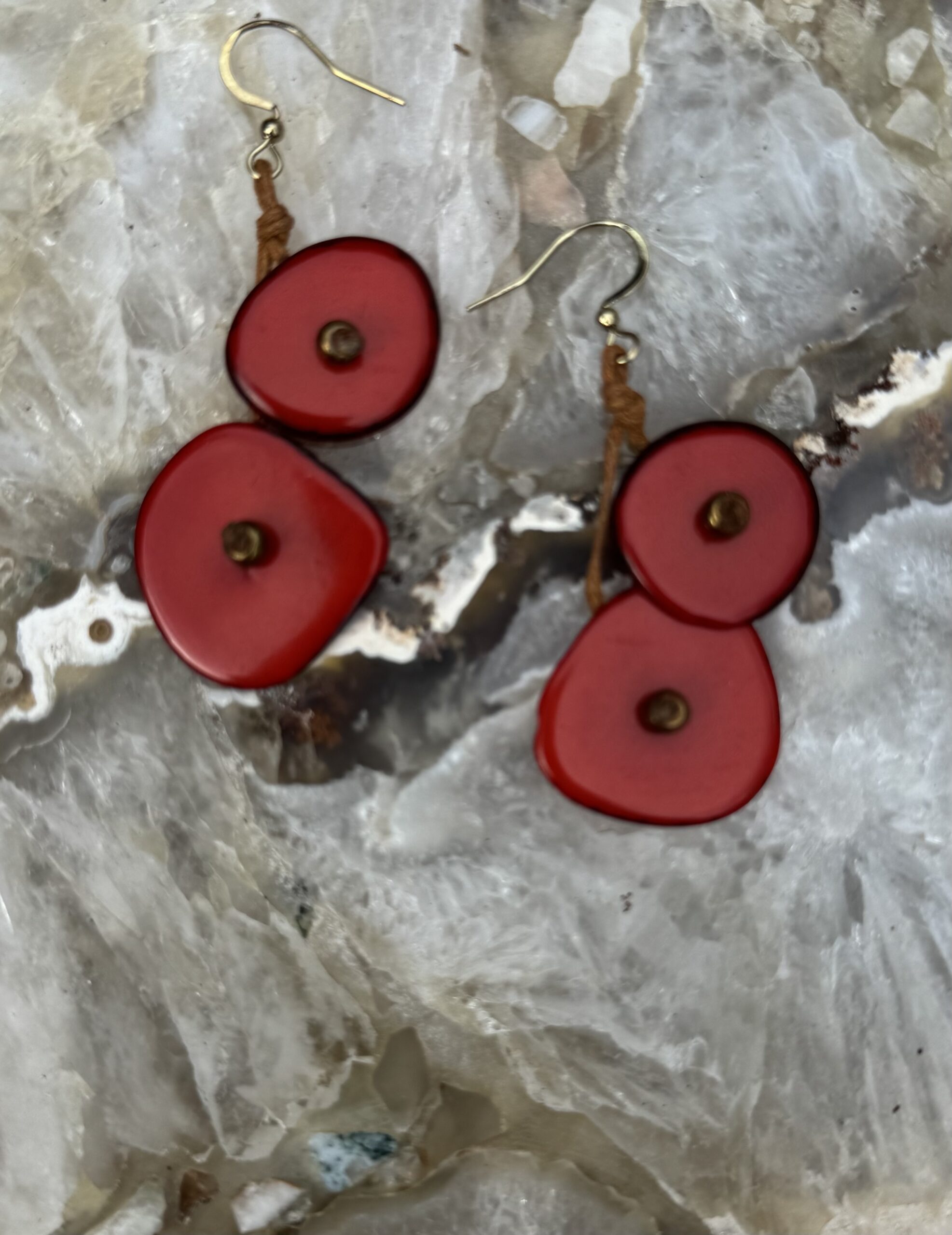 Taguna Nut Earrings/Red Twins