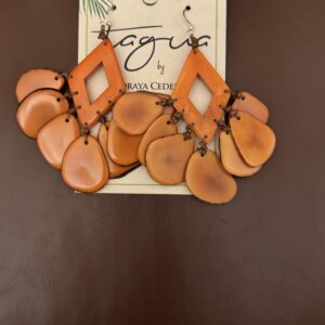 Taguna Nut Statement Earrings/Flamingo