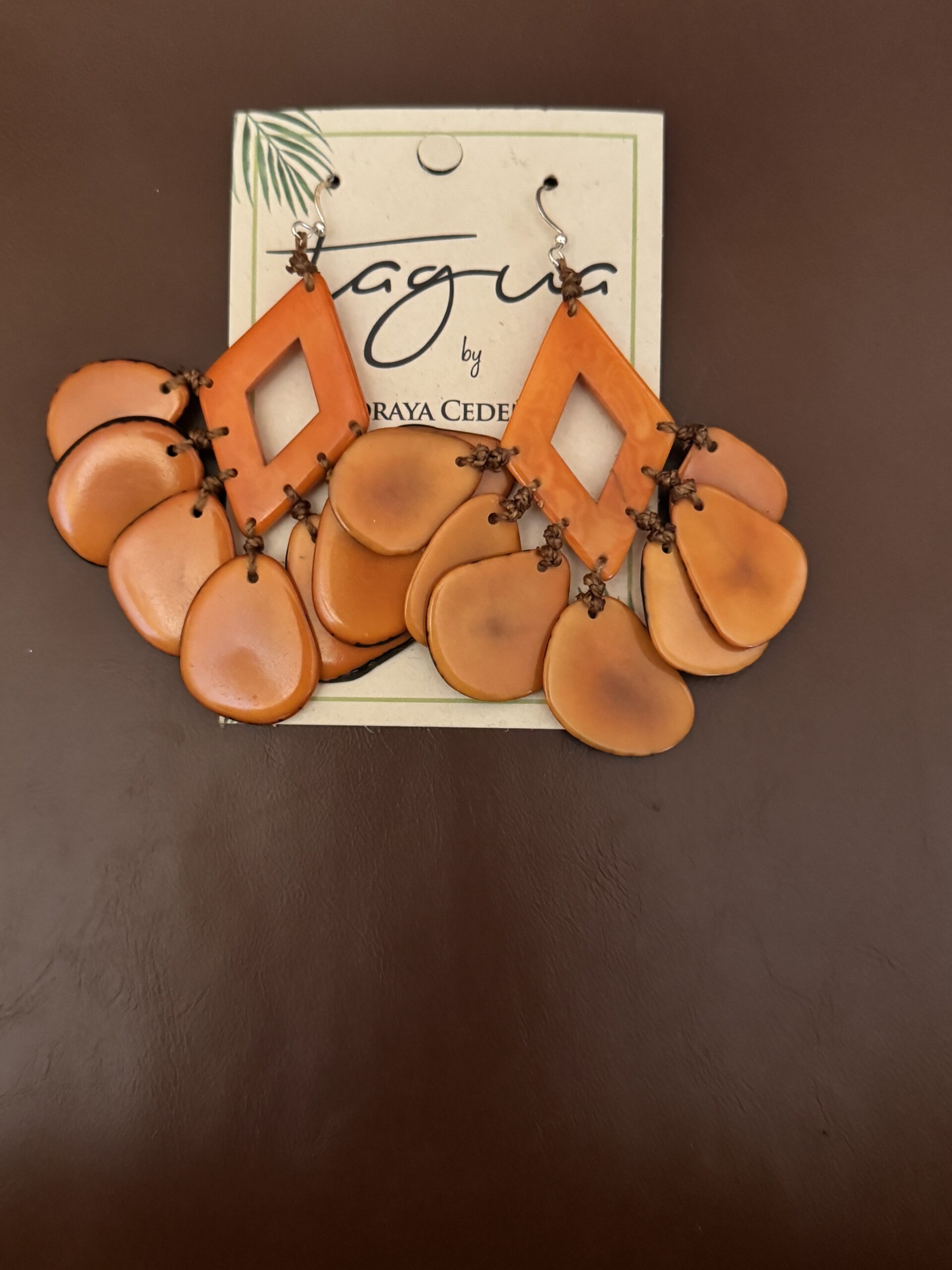 Taguna Nut Statement Earrings/Flamingo