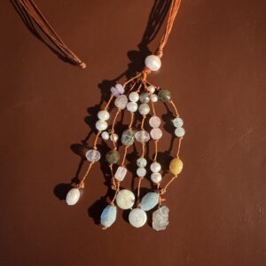 32" Leather/Stone Dangle Necklace/Stone Dangle