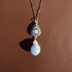 Statement Raw Diamond/Pearl Necklace/Double Decker WOW