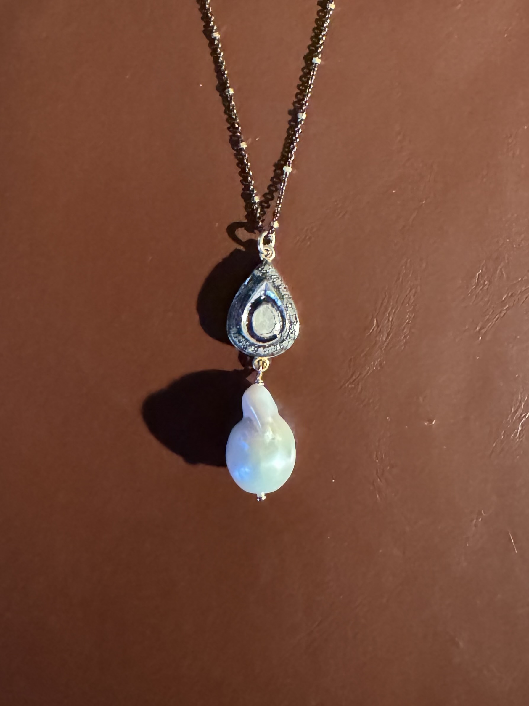 Statement Raw Diamond/Pearl Necklace/Double Decker WOW