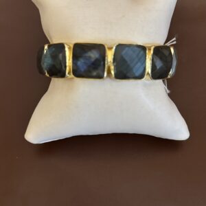 Faceted Stone Cuff Bracelet/Green Envy