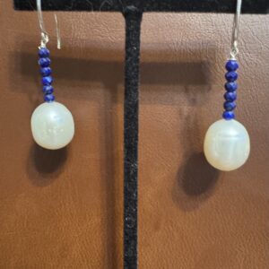 Sapphire/Pearl Dangle Earring/Blue Bird