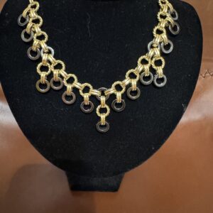 Hematite/Golden Statement Necklace/Elegant