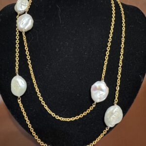40" Golden/Pearl Wrap Necklace/Ms. Versatle