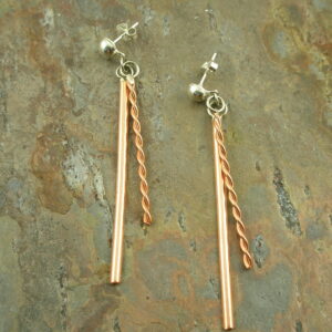 Copper Stick Dangle Earrings/Straight Laced