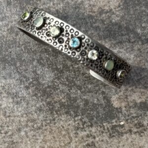 Sterling Multi Stone Cuff Bracelet/7 Stones