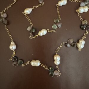 28" Tourmaline/Pearl Necklace/Wrapped Or Not