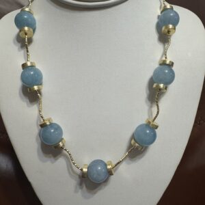 Aquamarine Statement Necklace/Go Blue And Gold