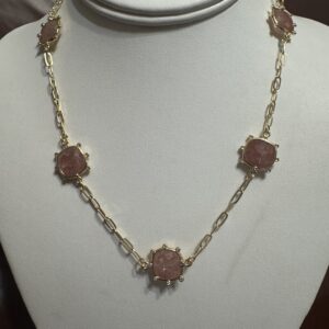 Golden Rose Quartz Necklace/Sunburst