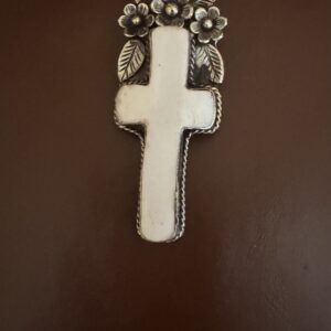 Bone/Silver Statement Cross Pendant/Remember