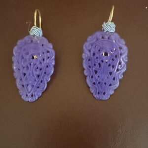 Carved Lavender Agate Earrings/Queen Ann Lace