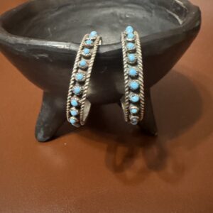 Native American Turquoise Hoop Earring/Pettipoint