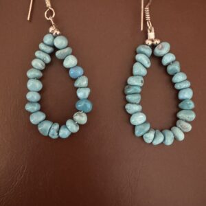 Natural Turquoise Hoop Dangle Earring/Soft Turq