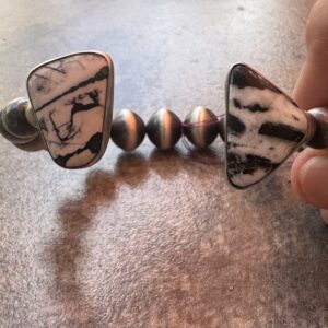 Sterling Stretch Adjustable Cuff Bracelet/White Buffalo