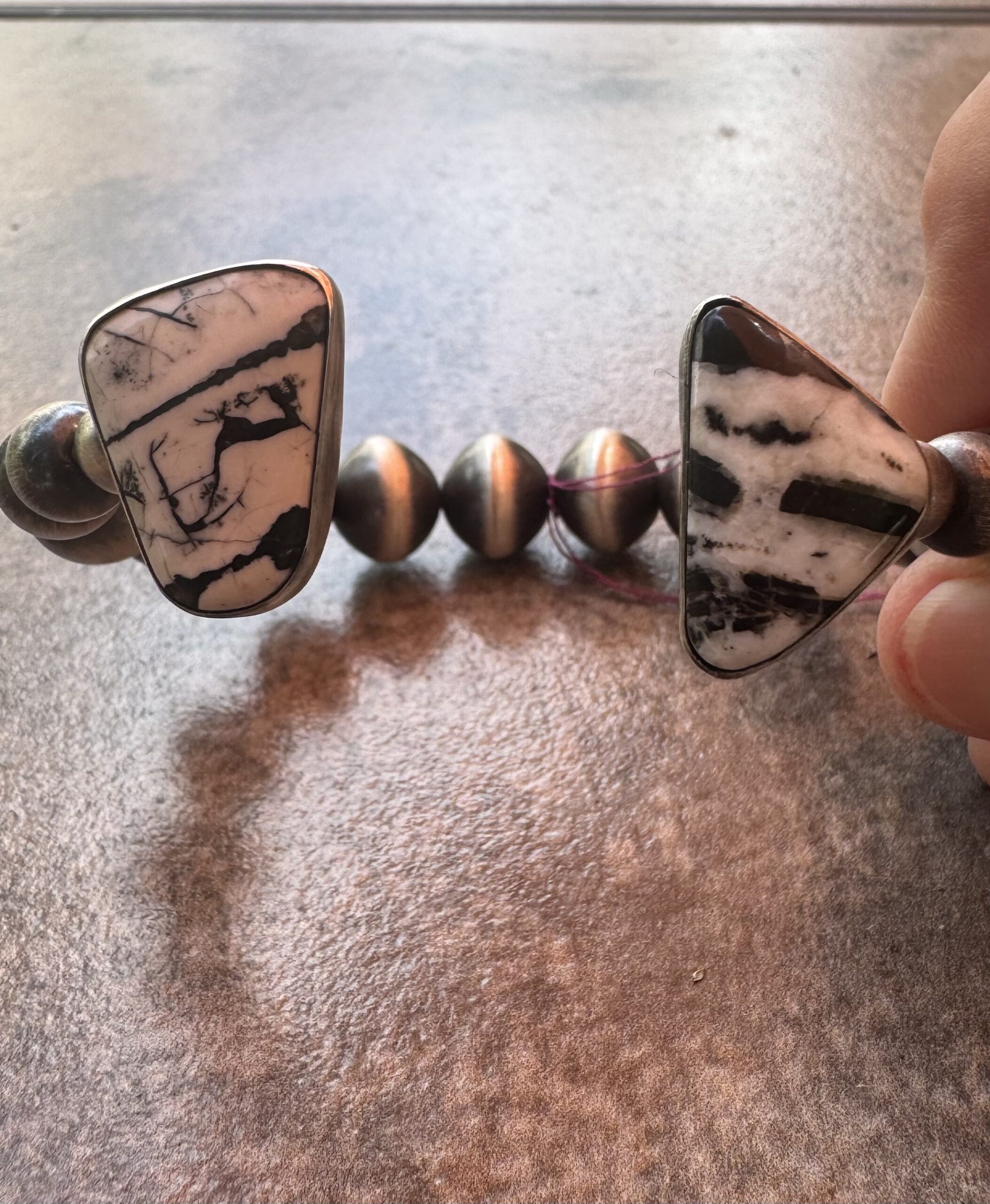 Sterling Stretch Adjustable Cuff Bracelet/White Buffalo