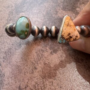 Sterling Stretch Adjustable Cuff Bracelet/Two Stones