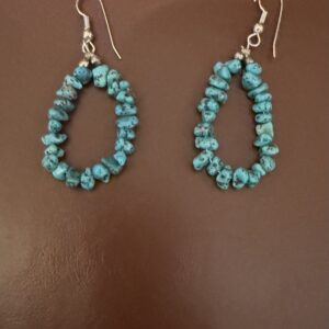Natural Turquoise Hoop Dangle Earring/Dark Turq