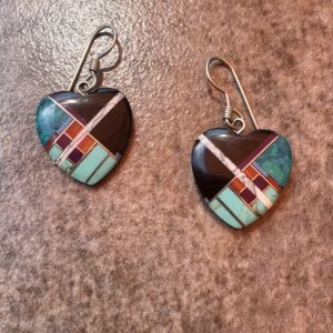 Native American Inlay Heart Earring/So Zuni