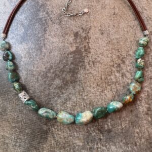Turquoise/Leather Necklace/Ms. Casual