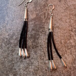 Native American Heishe Bead Earrings/Black Velvet