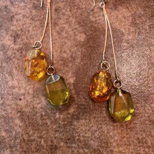 Native American Two Stone Long Dangle Earring/Pairs